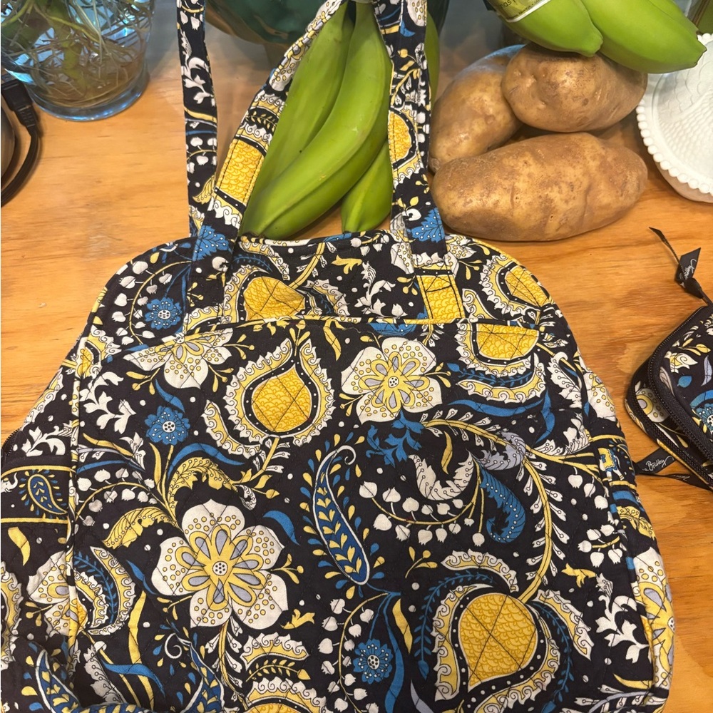Vera Bradley blue and Yellow Floral purse with matching wallet